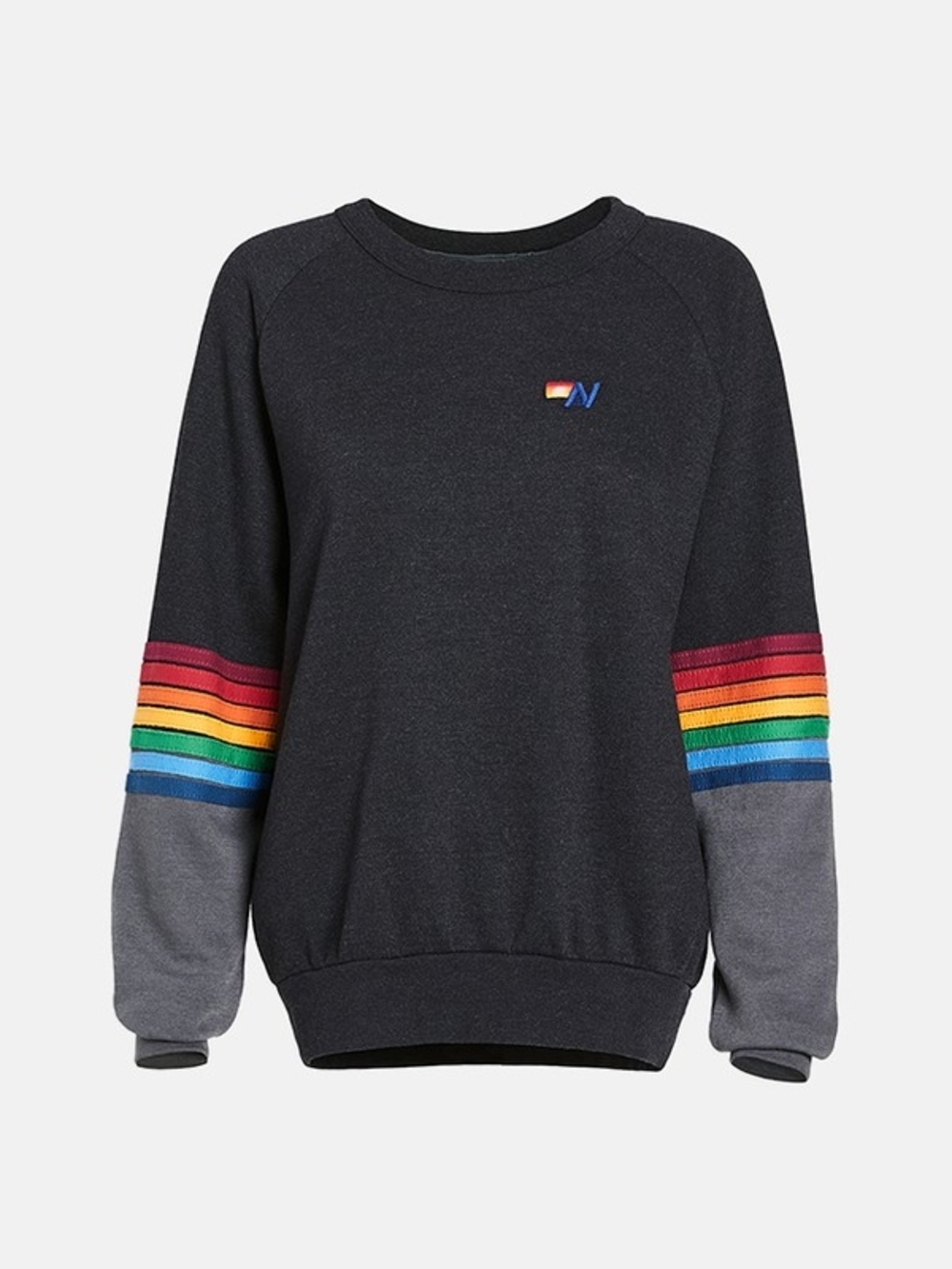 Aviator Nation | Rainbow Stitch Crew Sweatshirt Black